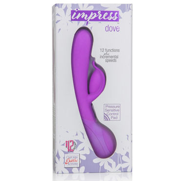 California Exotic Impress Dove, фиолетовый - Вибратор с клиторальным отростком - купить в секс шопе