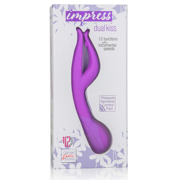 California Exotic Impress Dual Kiss, фиолетовый - Вибратор с двойным стволом - купить в секс шопе