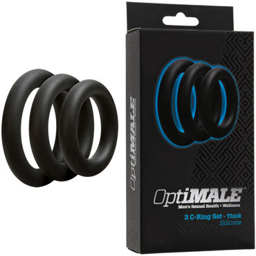 Doc Johnson Optimale 3 C-Ring Set Thick, черные, Набор толстых эрекционных колец