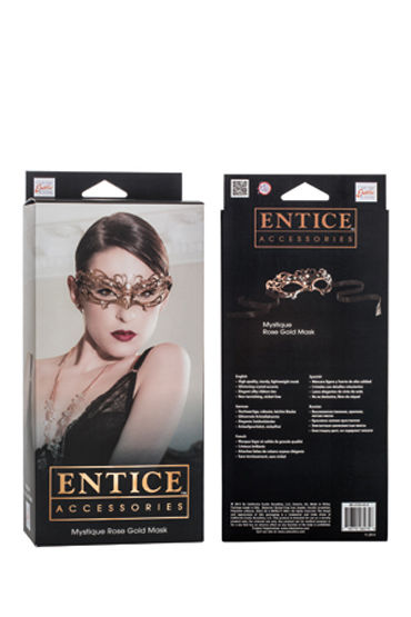 California Exotic Entice Mystique Mask, золотистая - Элегантная никелевая маска со стразами - купить в секс шопе