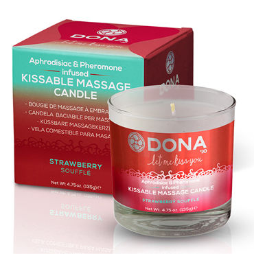 Dona Kissable Massage Candle Strawberry Souffle, 135 г, Массажная свеча с ароматом клубники