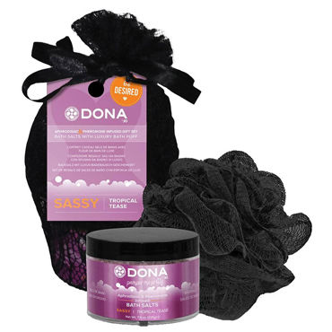 Dona Be Desired Gift Set - Sassy, Соль для ванны и мочалка-розочка