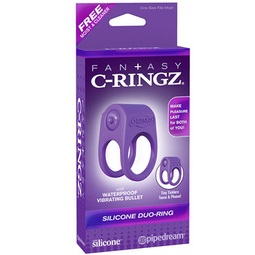 Pipedream Fantasy C-Ringz Silicone Duo-Ring, Двойное эрекционное кольцо со стимулятором клитора