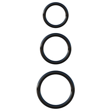 Pipedream Silicone 3-Ring Stamina Set, черный - фото, отзывы
