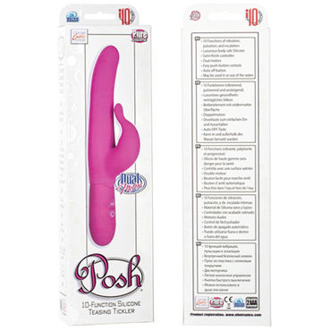California Exotic Posh 10-Function Silicone Teasing Tickler Pink - Вибромассажер водонепроницаемый - купить в секс шопе