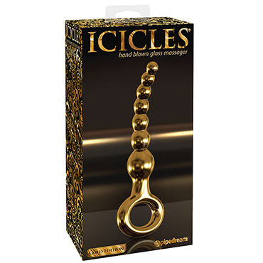 Pipedream Icicles Gold Edition G09, золотой, Стеклянный анальный стимулятор