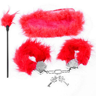 Pipedream Feather Fantasy Kit, красный, Набор для интимных удовольствий, украшенный пухом