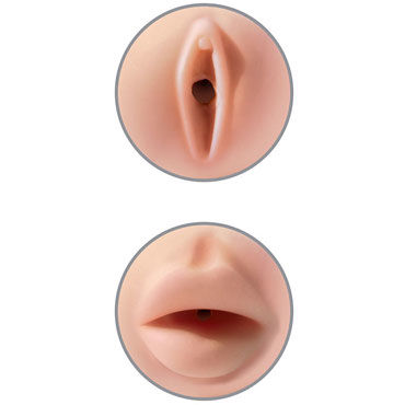 Pipedream Pussy & Mouth Masturbator, белый - Мастурбатор двусторонний вагина-ротик - купить в секс шопе