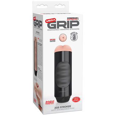 Pipedream Mega Grip Vibrating Stroker Ass, черный, Мастурбатор-анус с вибрацией