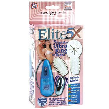 California Exotic Elite 5X Vibro Ring Tickler, прозрачный, Микровибратор с насадками