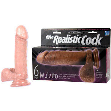 Doc Johnson Realistic Cock 15,5 см коричневый, Реалистичный фаллоимитатор на присоске