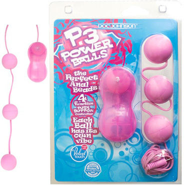 Doc Johnson Power Balls, розовый, Многофункциональные шарики с вибрацией