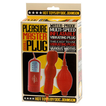 Doc Johnson Pleasure Master Plug - Анальная пробка с грушей и вибрацией - купить в секс шопе