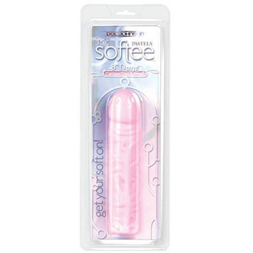 Doc Johnson Softee, розовый - Фаллоимитатор с бархатистой поверхностью - купить в секс шопе