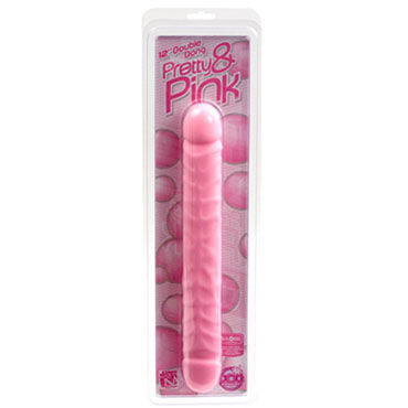 Doc Johnson Pretty And Pink - Двухсторонний рельефный фаллоимитатор - купить в секс шопе