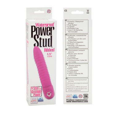 California Exotic Power Stud Ribbed, розовый - Классический вибратор - купить в секс шопе