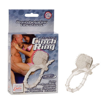 California Exotic Vibrating Cinch Rings, прозрачное, Эрекционное кольцо с виброэлементом