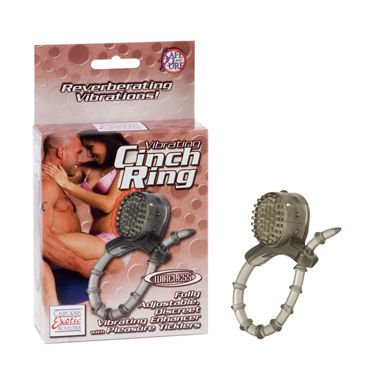 California Exotic Vibrating Cinch Rings, прозрачное, Эрекционное кольцо с виброэлементом