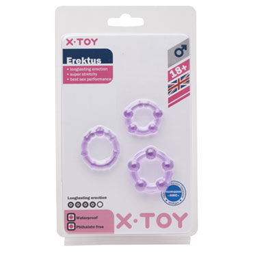 X-Toy Erektus III, фиолетовый - Набор эрекционных колец - купить в секс шопе
