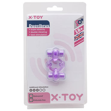 X-Toy Duovibrus III, фиолетовое - Эрекционное кольцо с двумя виброэлементами - купить в секс шопе