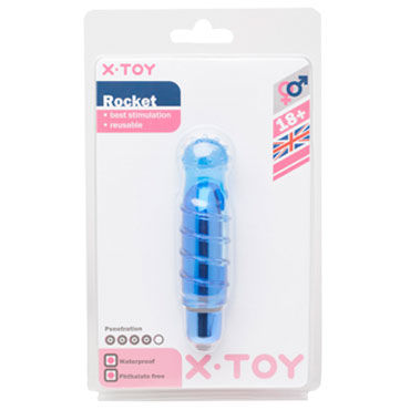 X-Toy Rocket, синяя, Вибропуля с насадкой