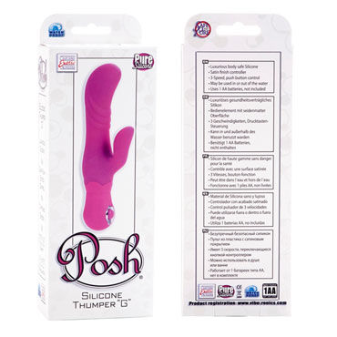 California Exotic Posh Silicone Thumper “G”, розовый - Вибратор с клиторальным отростком - купить в секс шопе