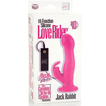 California Exotic Love Rider Jack Rabbit, розовый - Страпон к трусикам с вибрацией - купить в секс шопе