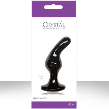 NS Novelties Crystal Glass Plug, черный, Изогнутая анальная пробка