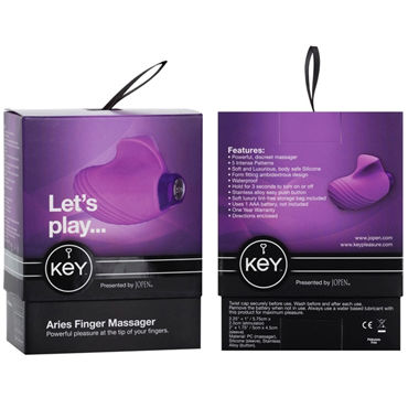 Jopen Key Aries, фиолетовый - Мощная вибронасадка для пальцев - купить в секс шопе