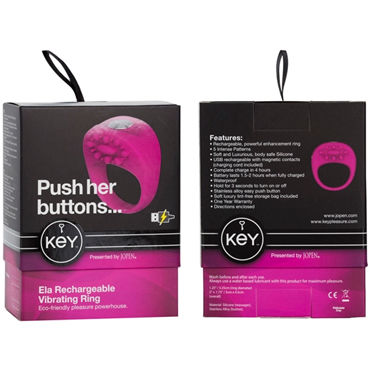 Jopen Key Ela, розовый - Виброкольцо с перезаряжаемым аккумулятором - купить в секс шопе