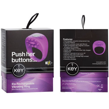 Jopen Key Ela, фиолетовый - Виброкольцо с перезаряжаемым аккумулятором - купить в секс шопе
