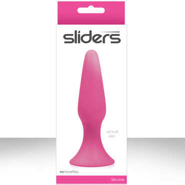NS Novelties Sliders Silicone Anal Plugs, розовый, Гладкая анальная пробка среднего размера