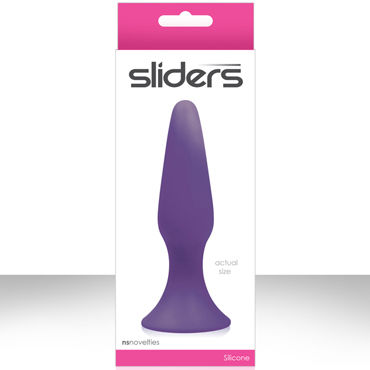 NS Novelties Sliders Silicone Anal Plugs, фиолетовый, Гладкая анальная пробка среднего размера