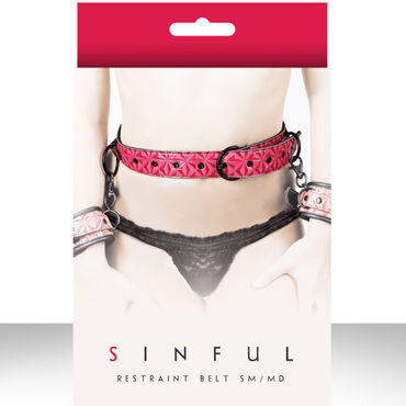 NS Novelties Sinful Restraint Belt, розовый, Ремень малого размера для пристегивания манжет