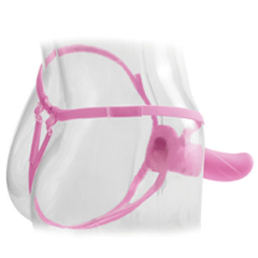 Pipedream Hollow Strap-on 15 см, розовый - Полый фаллоимитатор с ремешками + маска - купить в секс шопе