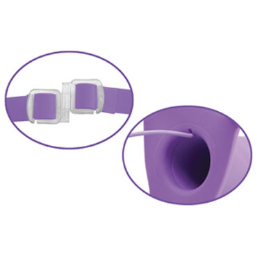 Pipedream Vibrating Hollow Strap-on 15 см, фиолетовый, Полый фаллоимитатор с вибрацией + маска и другие товары Pipedream с фото