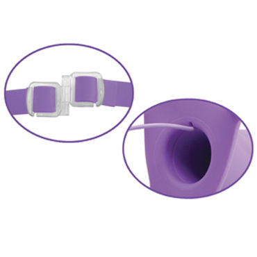 Pipedream Vibrating Hollow Strap-on 20 см, фиолетовый, Полый фаллоимитатор с вибрацией + маска и другие товары Pipedream с фото