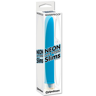 Pipedream Neon Slim голубой - Вибратор с нежнейшим покрытием - купить в секс шопе