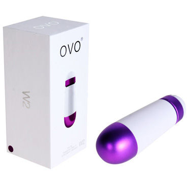 Ovo W2 Вибропуля, бело-фиолетовая, С подсветкой, 5 программ вибрации
