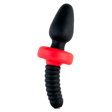 ToyFa Black&Red Анальная вибровтулка, черная, С удобной рукояткой