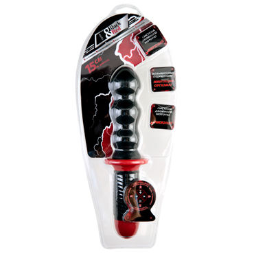 ToyFa Black&Red Рельефный анальный вибратор 15 см, черный - С двумя моторчиками - купить в секс шопе