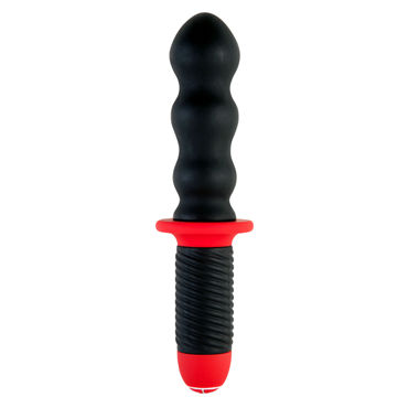 ToyFa Black&Red Рельефный анальный вибратор 15 см, черный, С двумя моторчиками