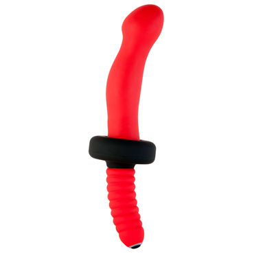 ToyFa Black&Red Анальный вибратор 16.5 см, красный, С удобной рукояткой