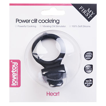 LoveToy Power Heart Clit Cockring, черное - Эрекционное кольцо с вибрацией - купить в секс шопе