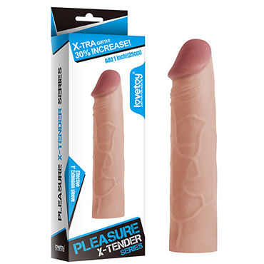 LoveToy Pleasure X-tender, телесная, Удлиняющая на 2,5 см насадка на пенис