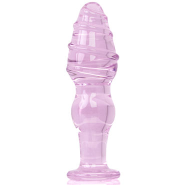 Sexus Glass Анальная втулка, розовая, Со спиральным рельефом