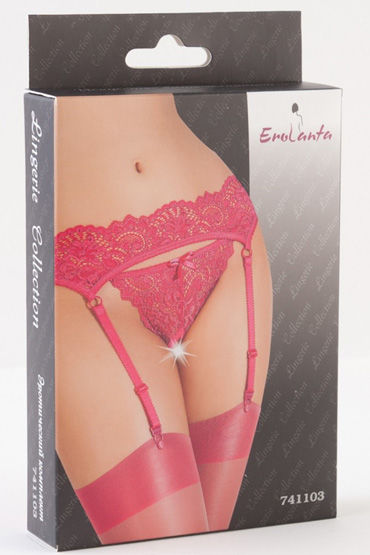 Erolanta Эротический комплект белья, розовый - Трусики с разрезом и пояс для чулок - купить в секс шопе