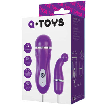Toyfa A-toys Вибропуля, фиолетовая, С загнутым кончиком