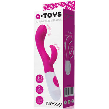 Toyfa A-toys Nessy, розовый, Вибратор с клиторальным стимулятором