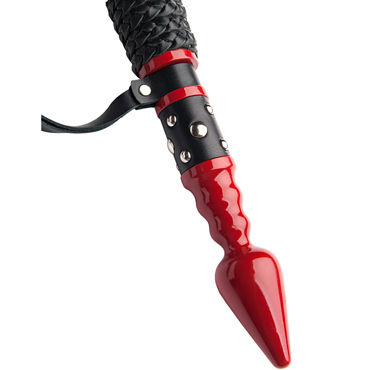 Toyfa Theatre Флоггер из натуральной кожи, черный - С утолщениями на концах - купить в секс шопе